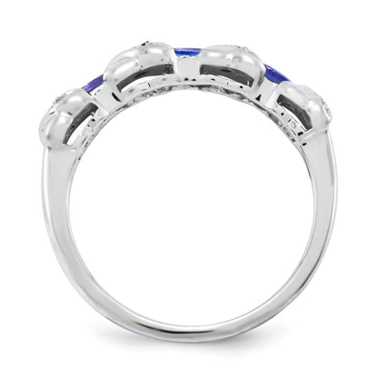 Sterling Silver Rhodium Tanzanite & Diam. Ring