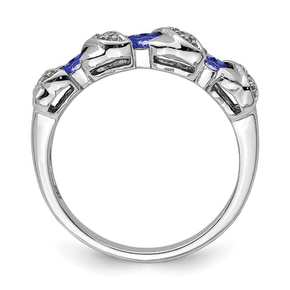 Sterling Silver Rhodium Tanzanite & Diam. Ring