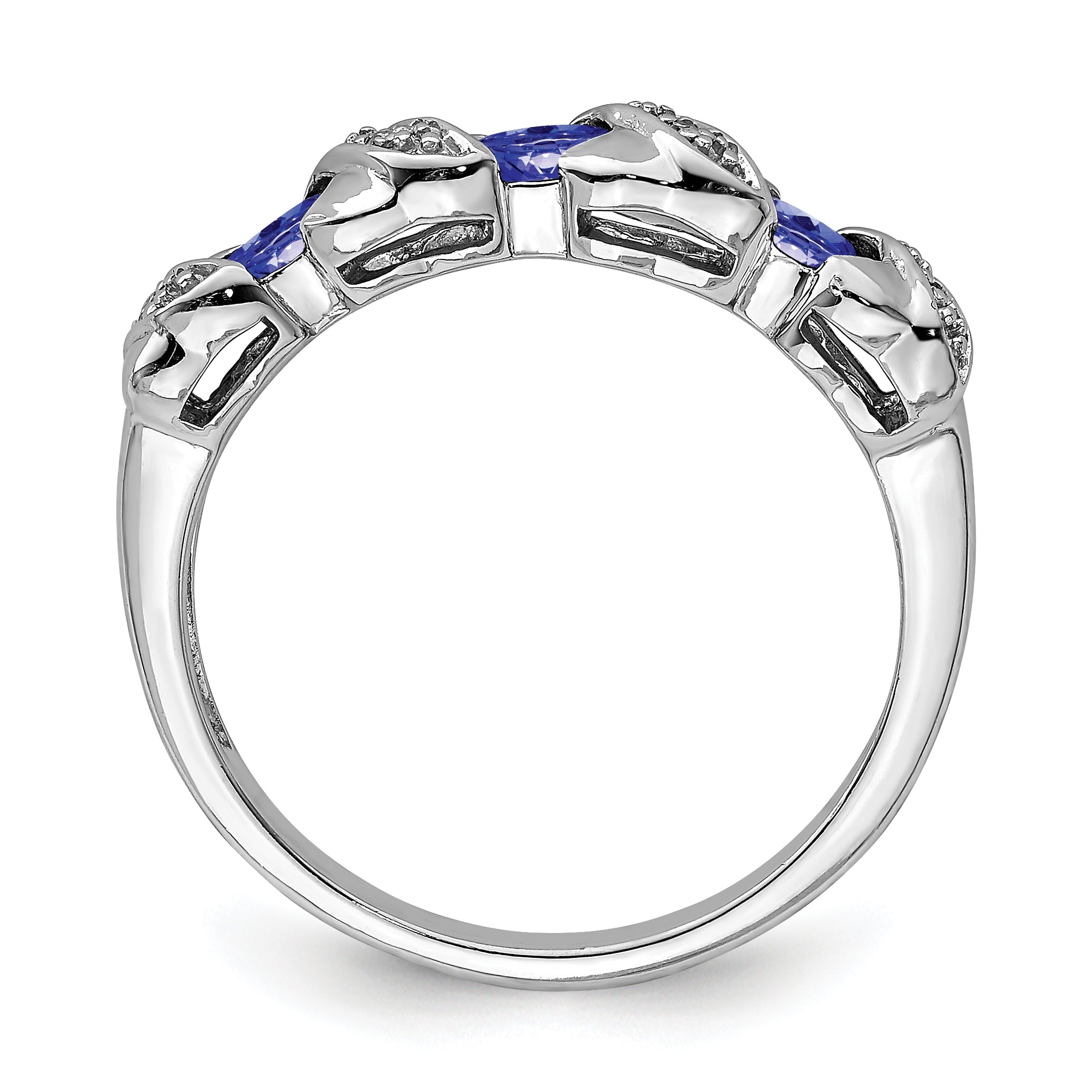 Sterling Silver Rhodium Tanzanite & Diam. Ring