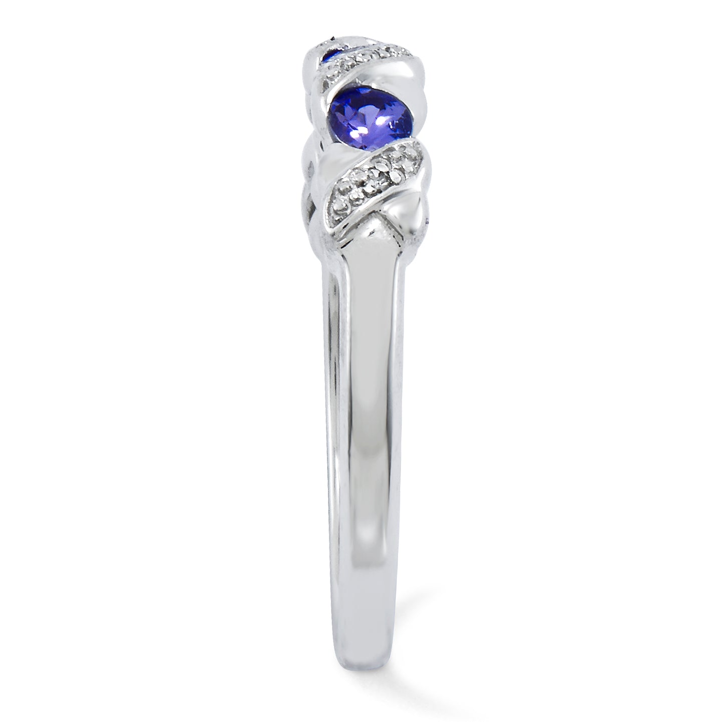 Sterling Silver Rhodium Tanzanite & Diam. Ring