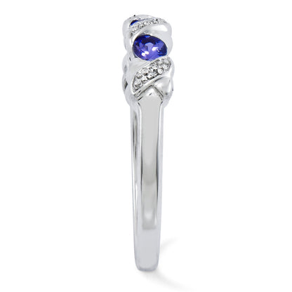 Sterling Silver Rhodium Tanzanite & Diam. Ring