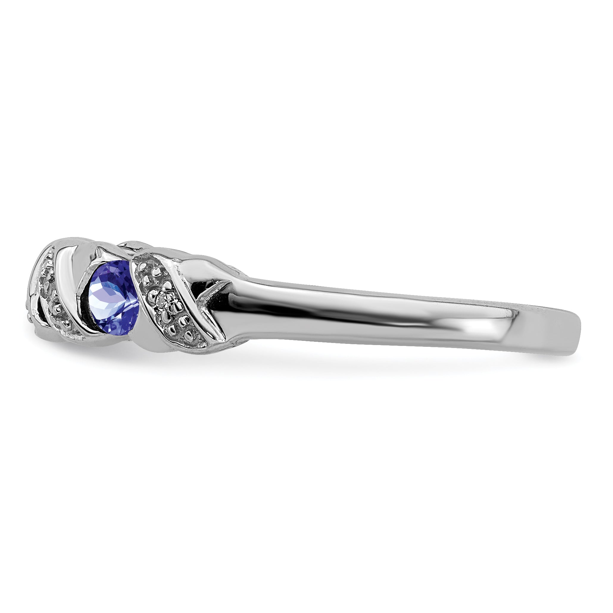 Sterling Silver Rhodium Tanzanite & Diam. Ring