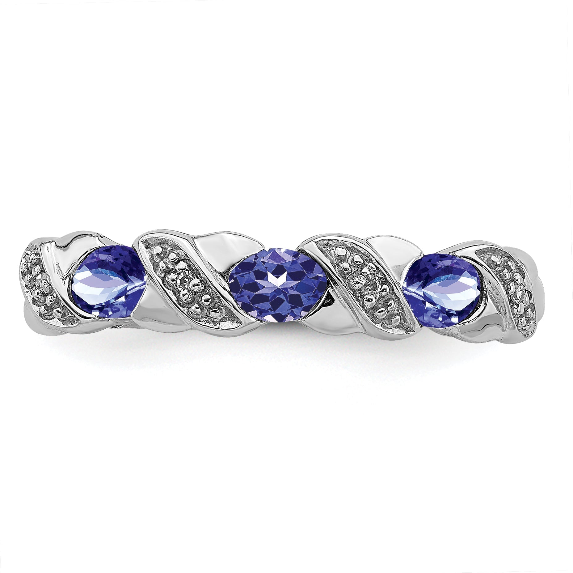 Sterling Silver Rhodium Tanzanite & Diam. Ring