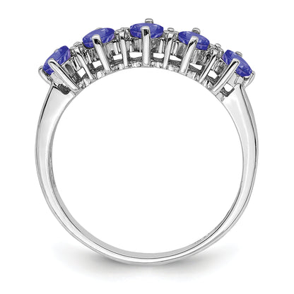 Sterling Silver Rhodium Tanzanite & Diam. Ring