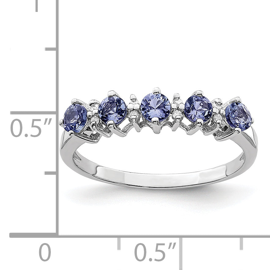 Sterling Silver Rhodium Tanzanite & Diam. Ring