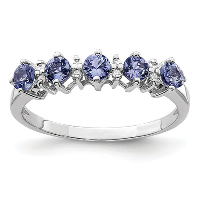 Sterling Silver Rhodium Tanzanite & Diam. Ring