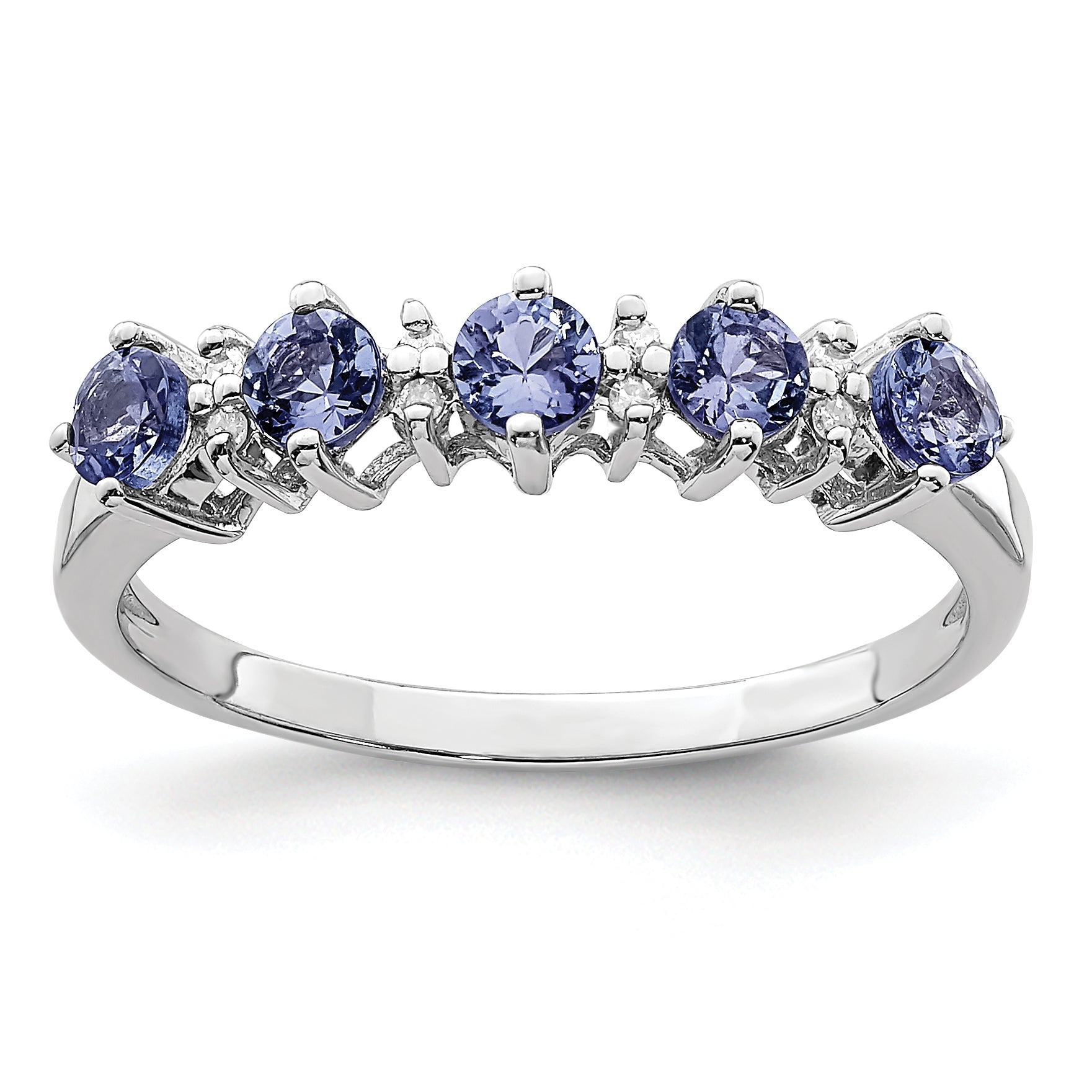 Sterling Silver Rhodium Tanzanite & Diam. Ring