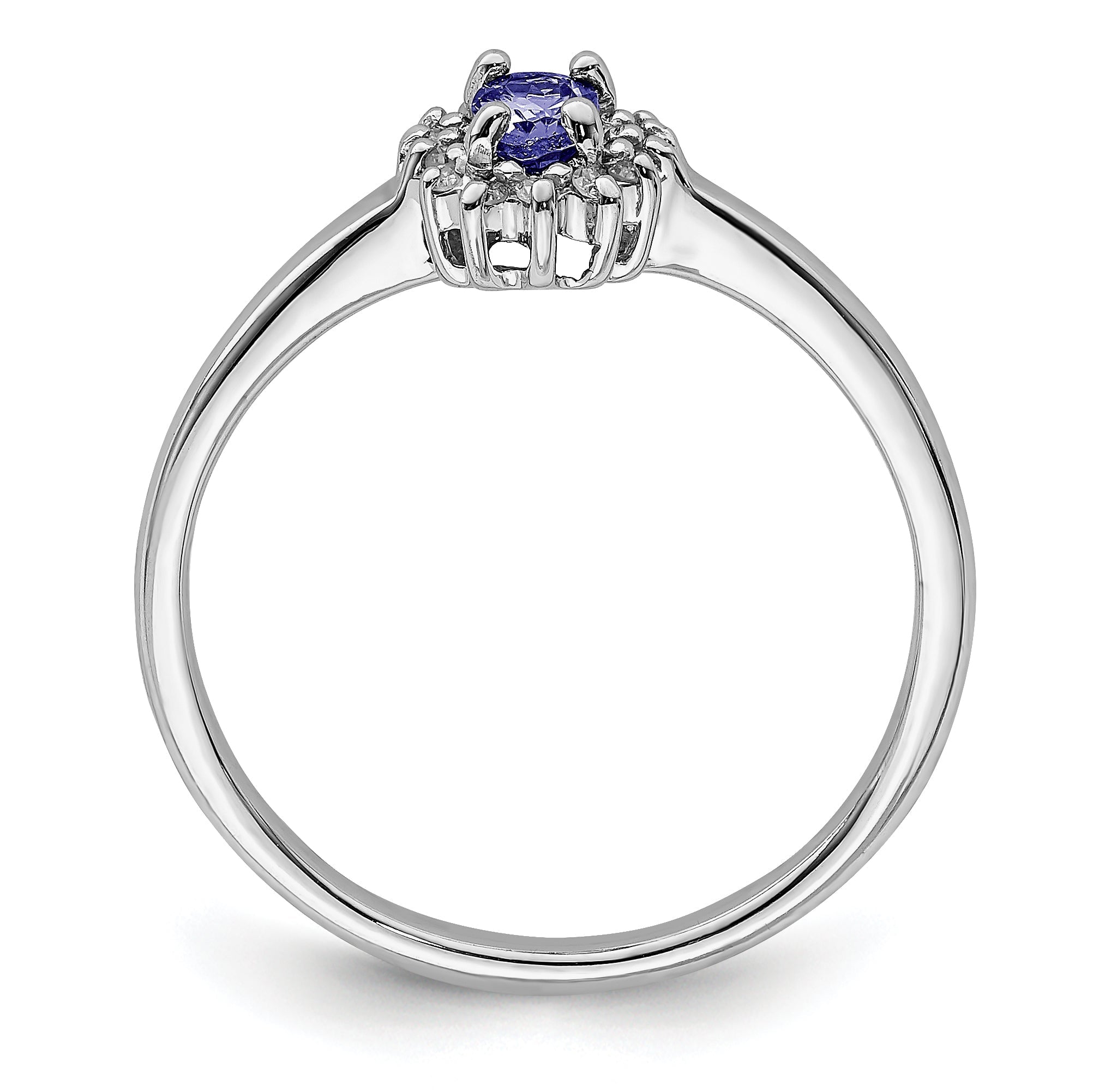 Sterling Silver Rhodium Tanzanite & Diam. Ring