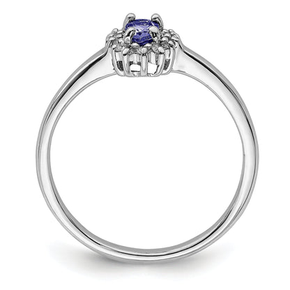 Sterling Silver Rhodium Tanzanite & Diam. Ring