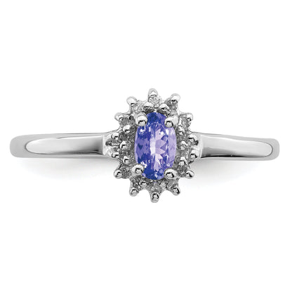Sterling Silver Rhodium Tanzanite & Diam. Ring