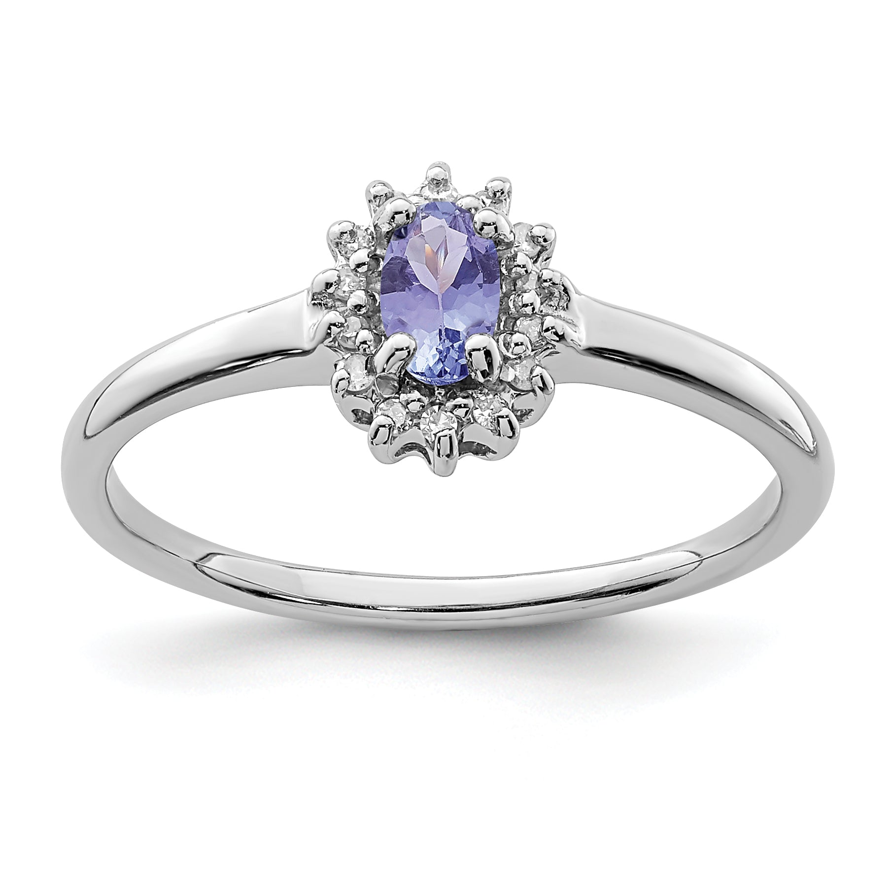 Sterling Silver Rhodium Tanzanite & Diam. Ring
