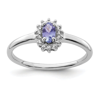 Sterling Silver Rhodium Tanzanite & Diam. Ring