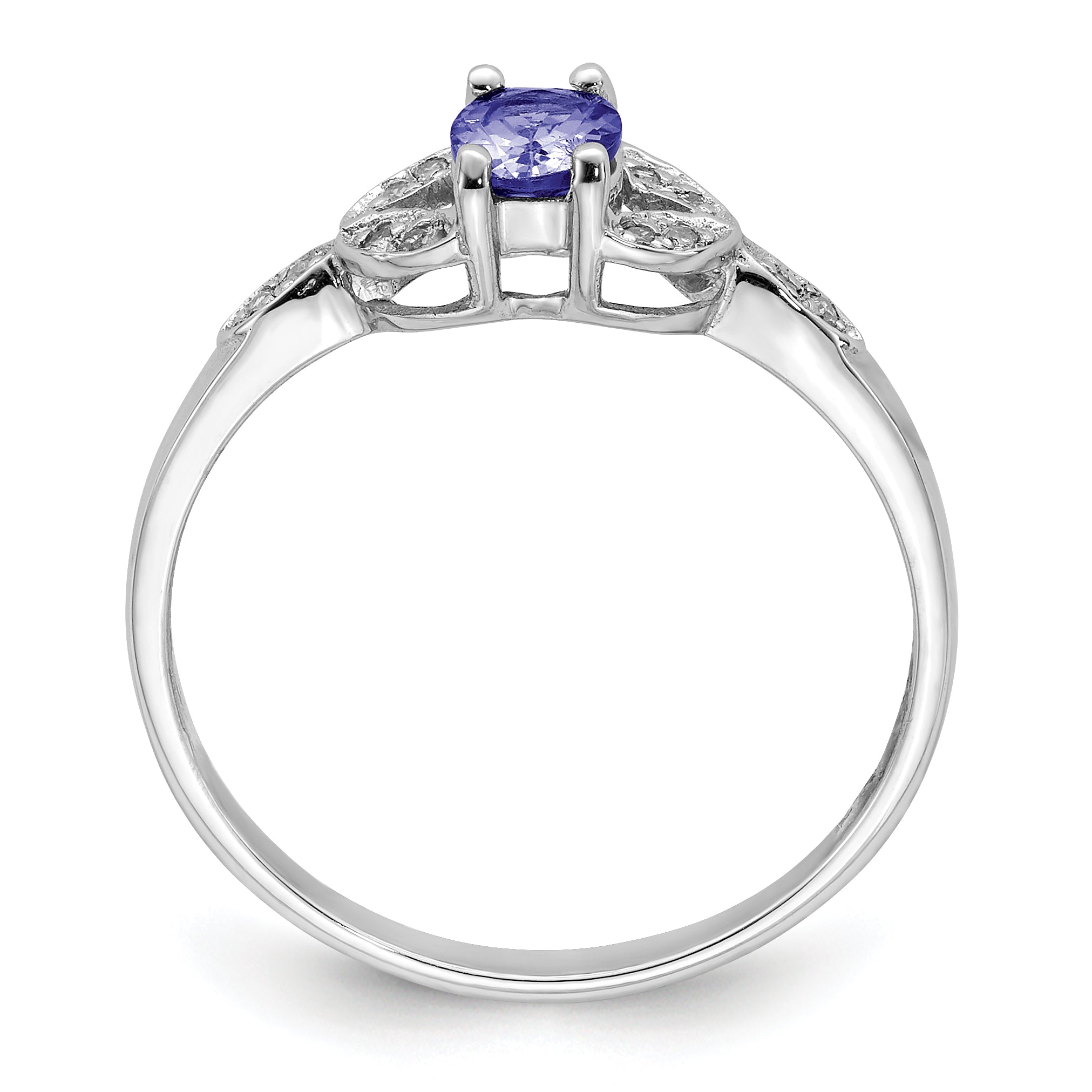 Sterling Silver Rhodium Tanzanite & Diam. Ring