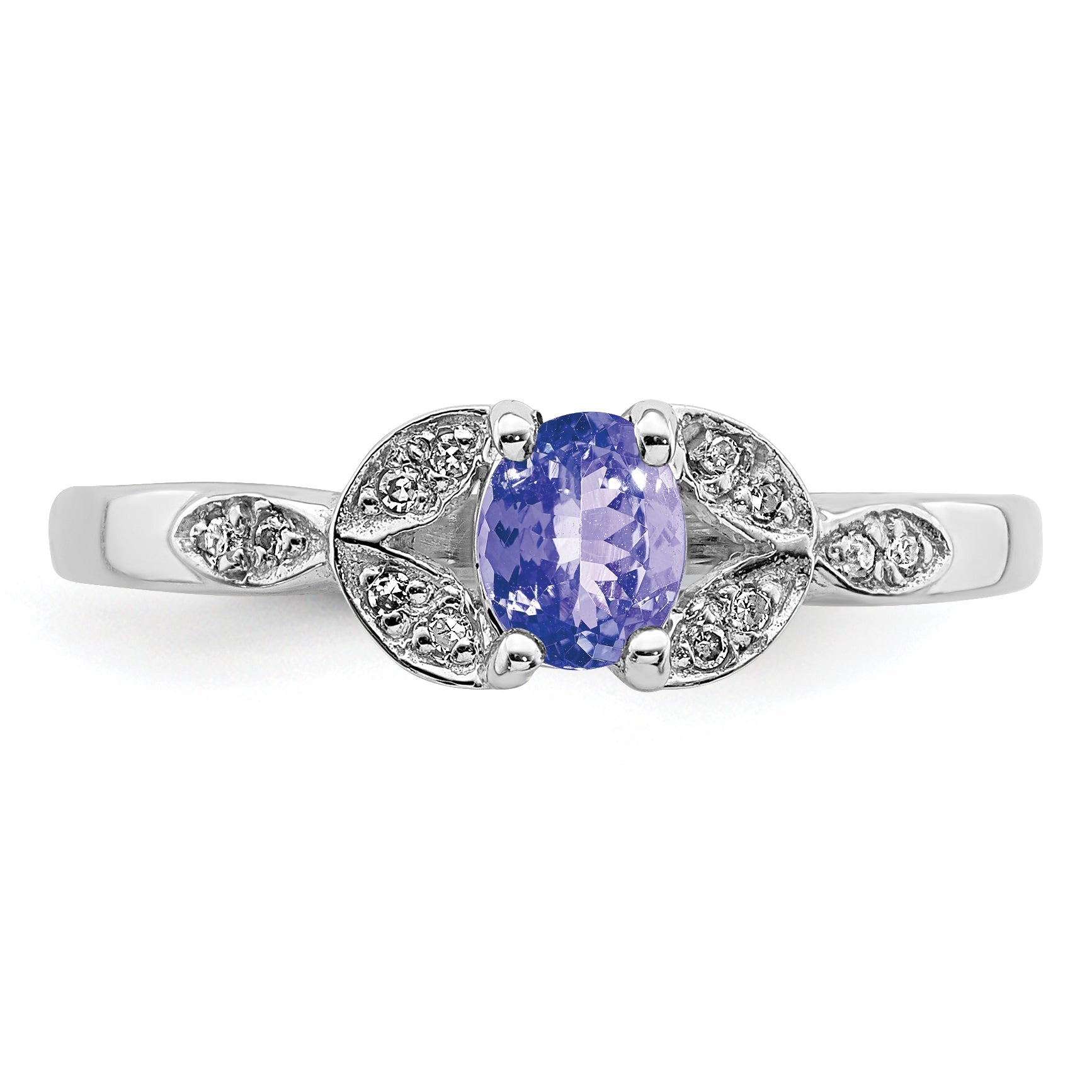 Sterling Silver Rhodium Tanzanite & Diam. Ring