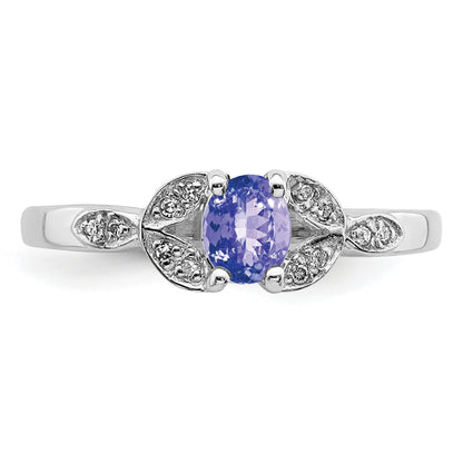 Sterling Silver Rhodium Tanzanite & Diam. Ring