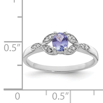 Sterling Silver Rhodium Tanzanite & Diam. Ring