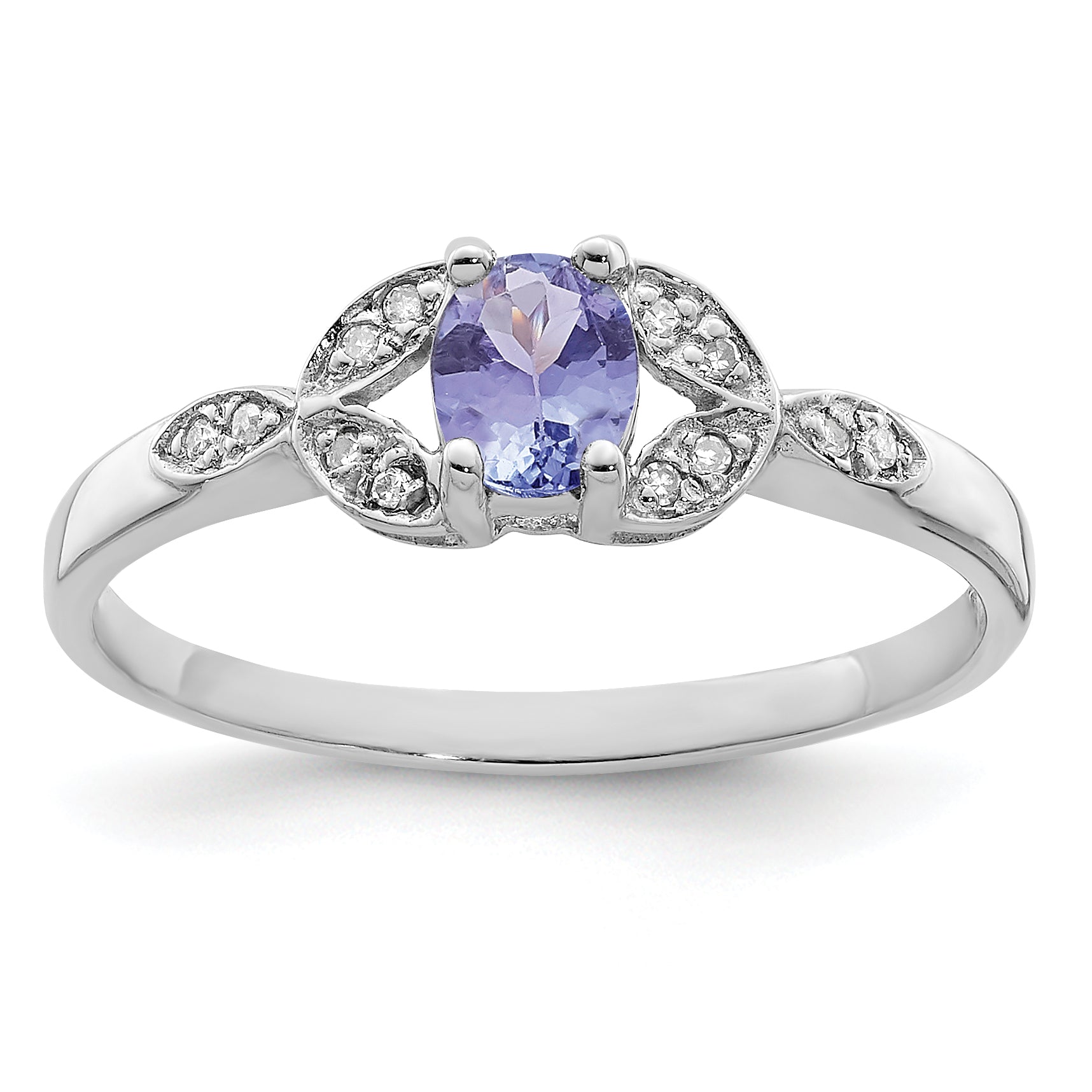 Sterling Silver Rhodium Tanzanite & Diam. Ring