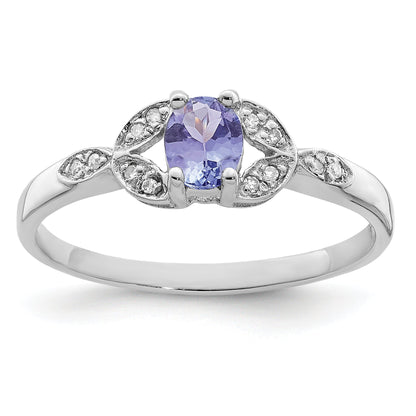 Sterling Silver Rhodium Tanzanite & Diam. Ring