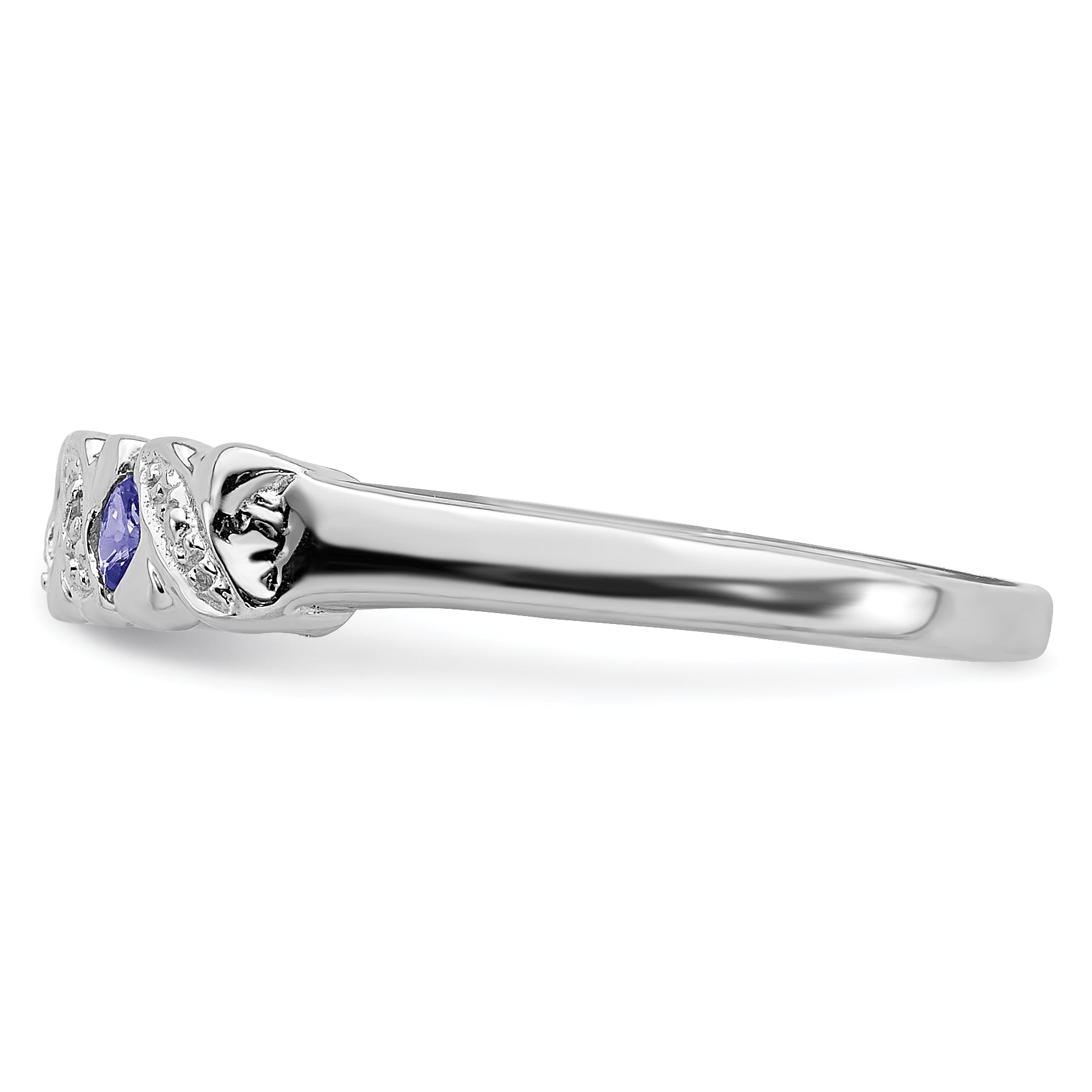 Sterling Silver Rhodium Tanzanite & Diam. Ring