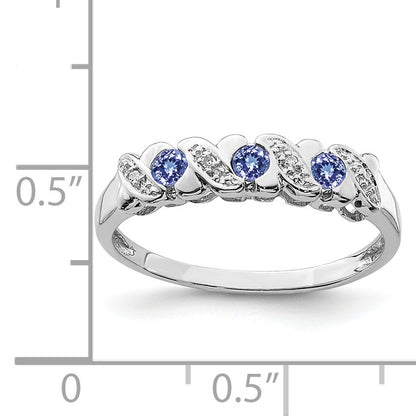 Sterling Silver Rhodium Tanzanite & Diam. Ring