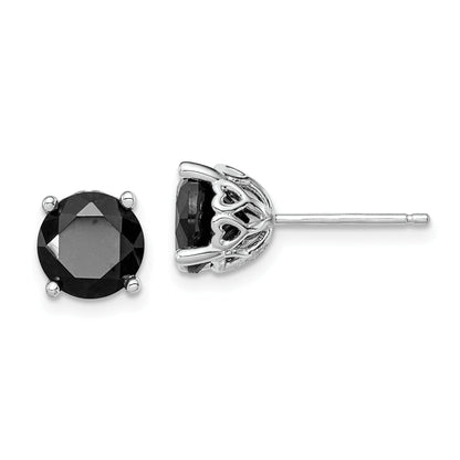 Sterling Silver Rhodium-Plated Black Sapphire Post Earrings