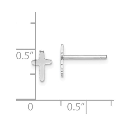 Sterling Silver Rhodium-Plated Polished Latin Cross Post Earrings