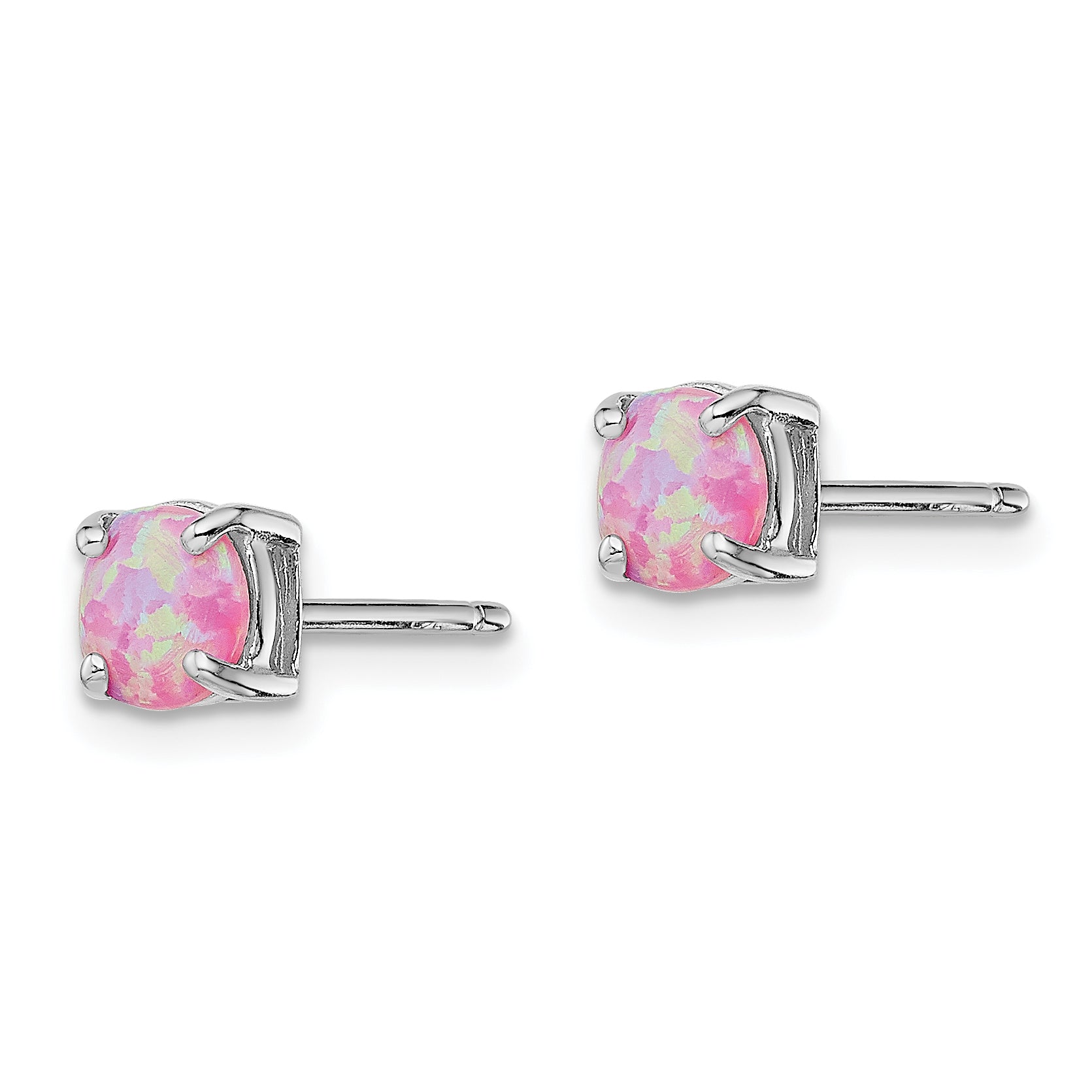 Sterling Silver Rhodium-Plated White/Pink/Blue Cr. Opal Set/3 Earrings