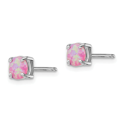 Sterling Silver Rhodium-Plated White/Pink/Blue Cr. Opal Set/3 Earrings