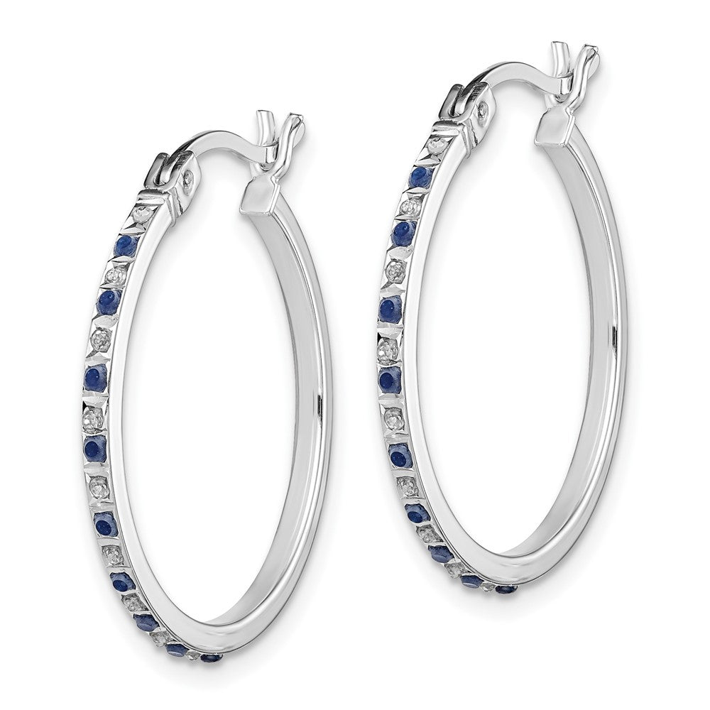 Ss/Gold Plated Diamond Fascination Mystique Sterling Silver 18K Gold-Plated And Sapphire Hoop Earrings