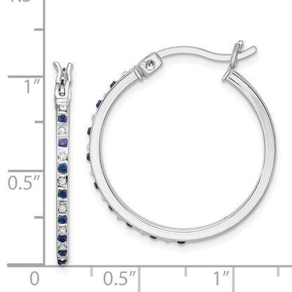 Ss/Gold Plated Diamond Fascination Mystique Sterling Silver 18K Gold-Plated And Sapphire Hoop Earrings