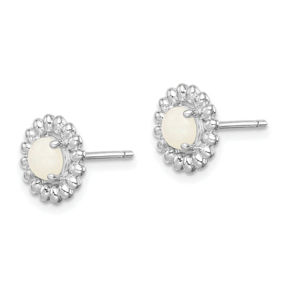 Sterling Silver Rhod-Plat Milky Opal Earrings