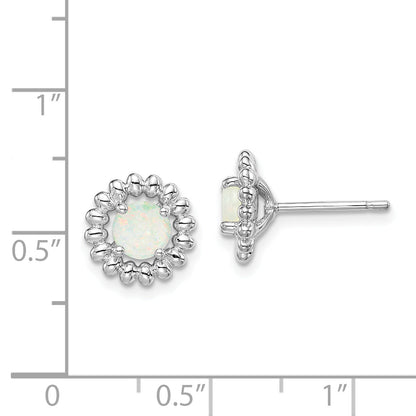 Sterling Silver Rhod-Plat Milky Opal Earrings