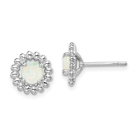 Sterling Silver Rhod-Plat Milky Opal Earrings