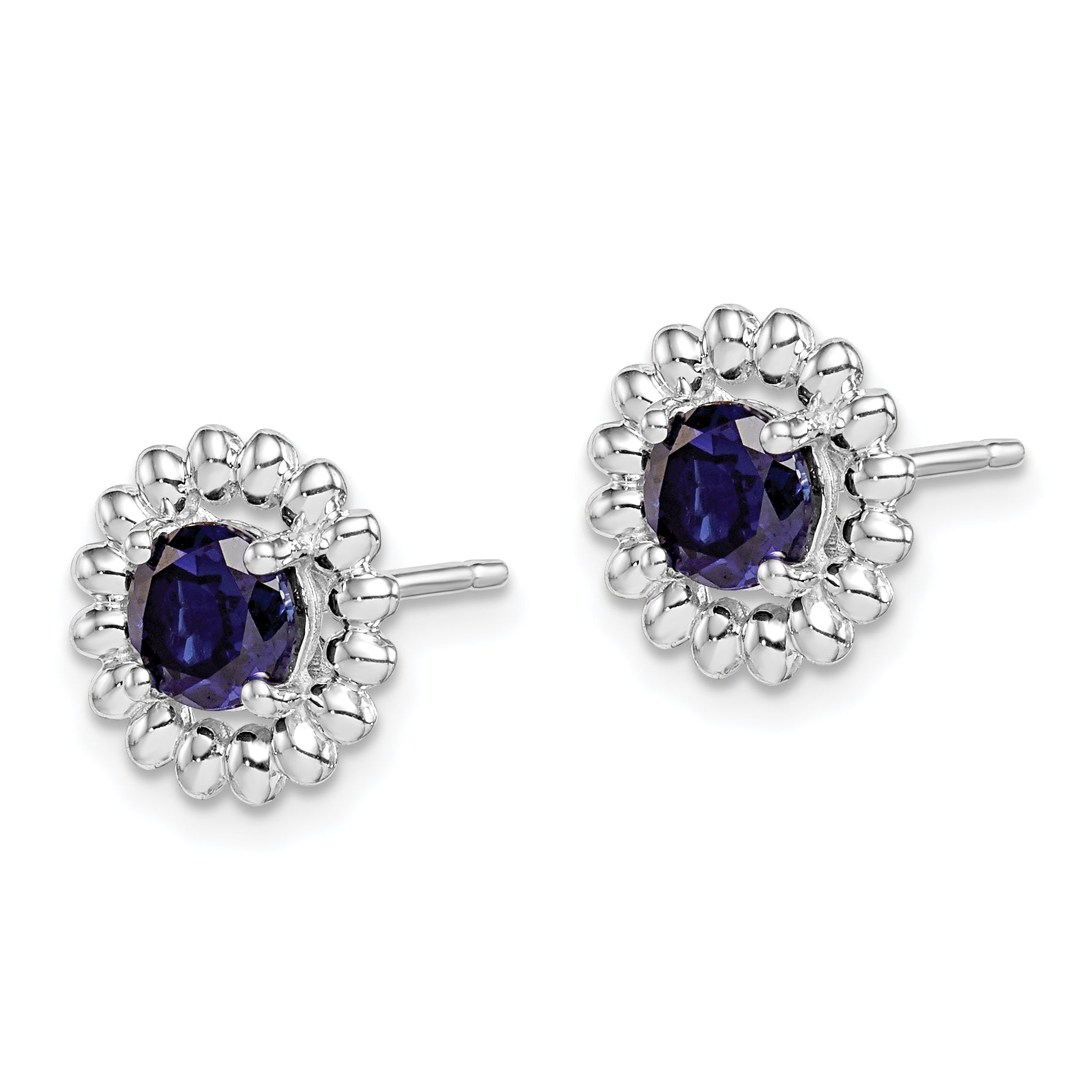 Sterling Silver Rhodium-Plated Created Sapphire Earrings