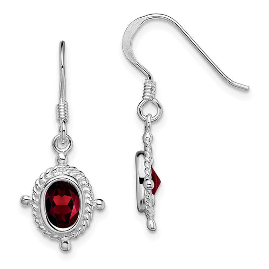Sterling Silver Rhodium-Plated Fancy Garnet Earrings