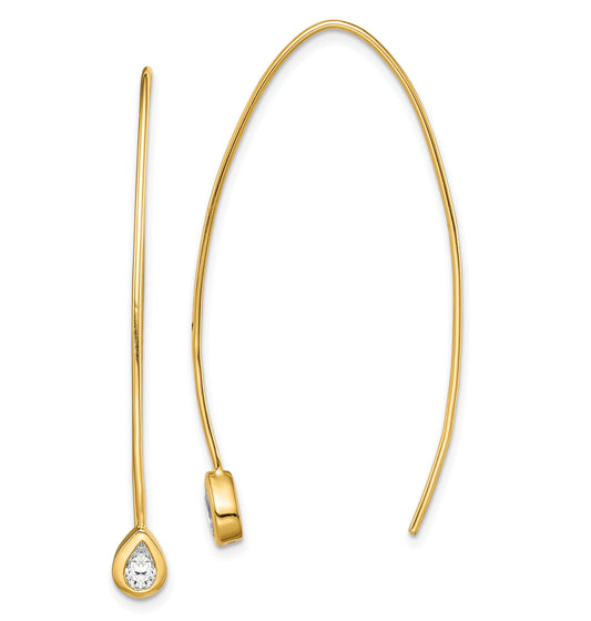 Ss/Gold Plated Sterling Silver Gold-Tone Cz Threader Earrings