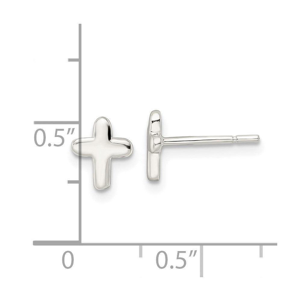 Sterling Silver Polished Latin Cross Post Earrings