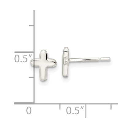 Sterling Silver Polished Latin Cross Post Earrings