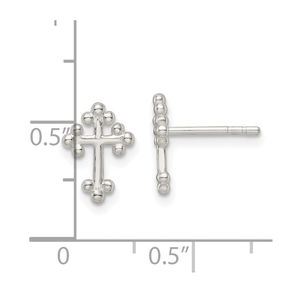 Sterling Silver Polished Budded Cross Post Earrings