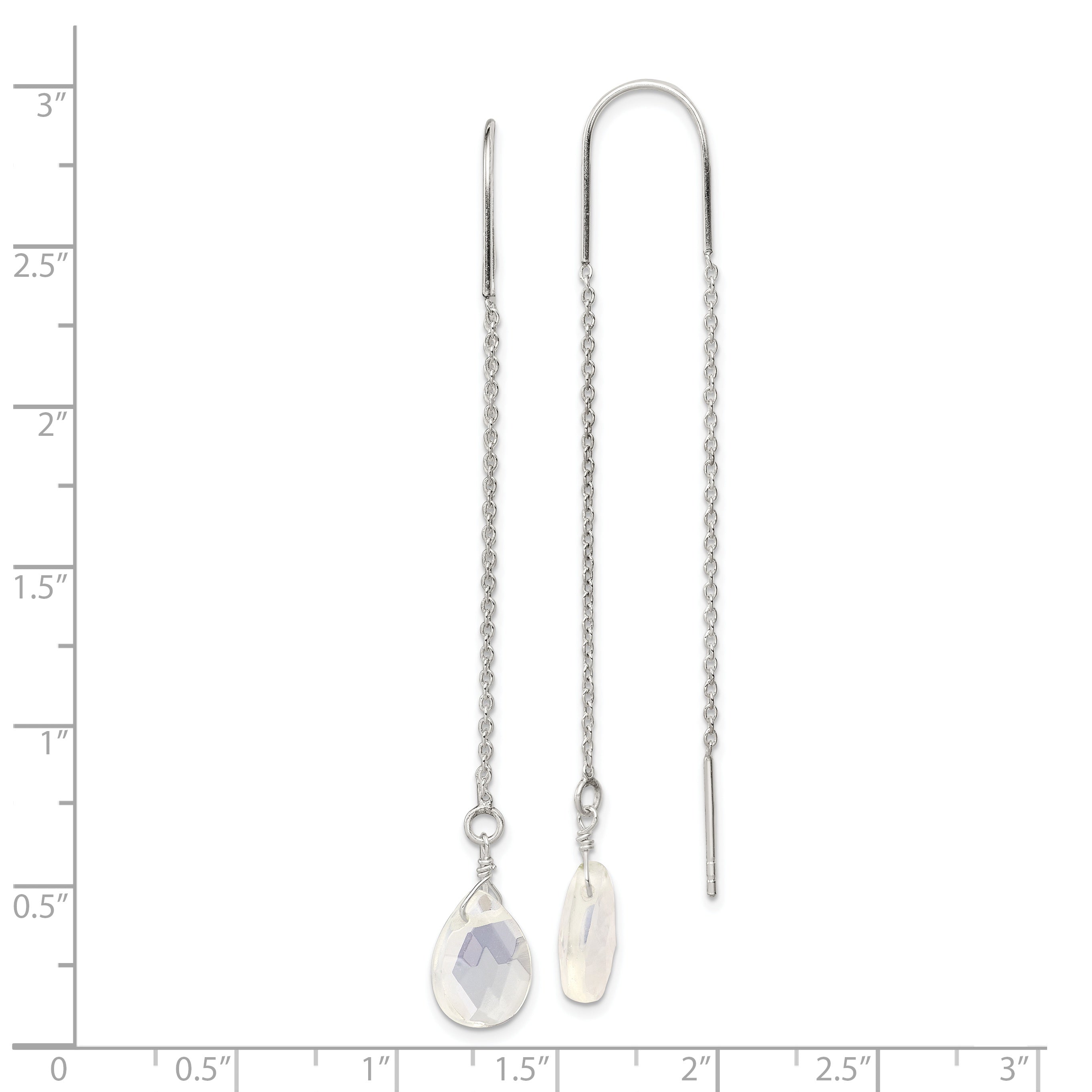 Sterling Silver Opalite Crystal Threader Earrings