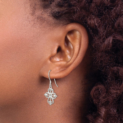 Sterling Silver Cross Dangle Earrings