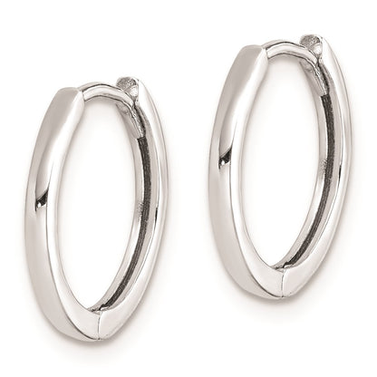 Sterling Silver Rhodium Polished Hinged Hoop Earrings