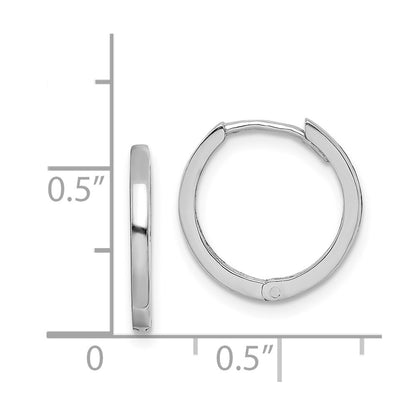 Sterling Silver Rhodium Polished Hinged Hoop Earrings