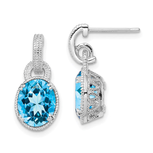 Sterling Silver Rhodium-Plated Blue Topaz Earrings