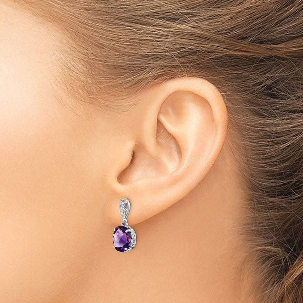 Sterling Silver Rhodium-Plated Amethyst Earrings
