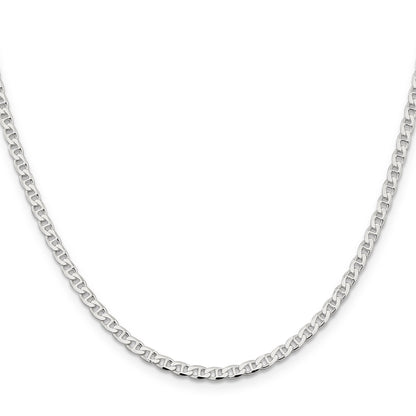 20 Inch Sterling Silver 3.15mm D/C Flat Anchor Curb Chain Necklace