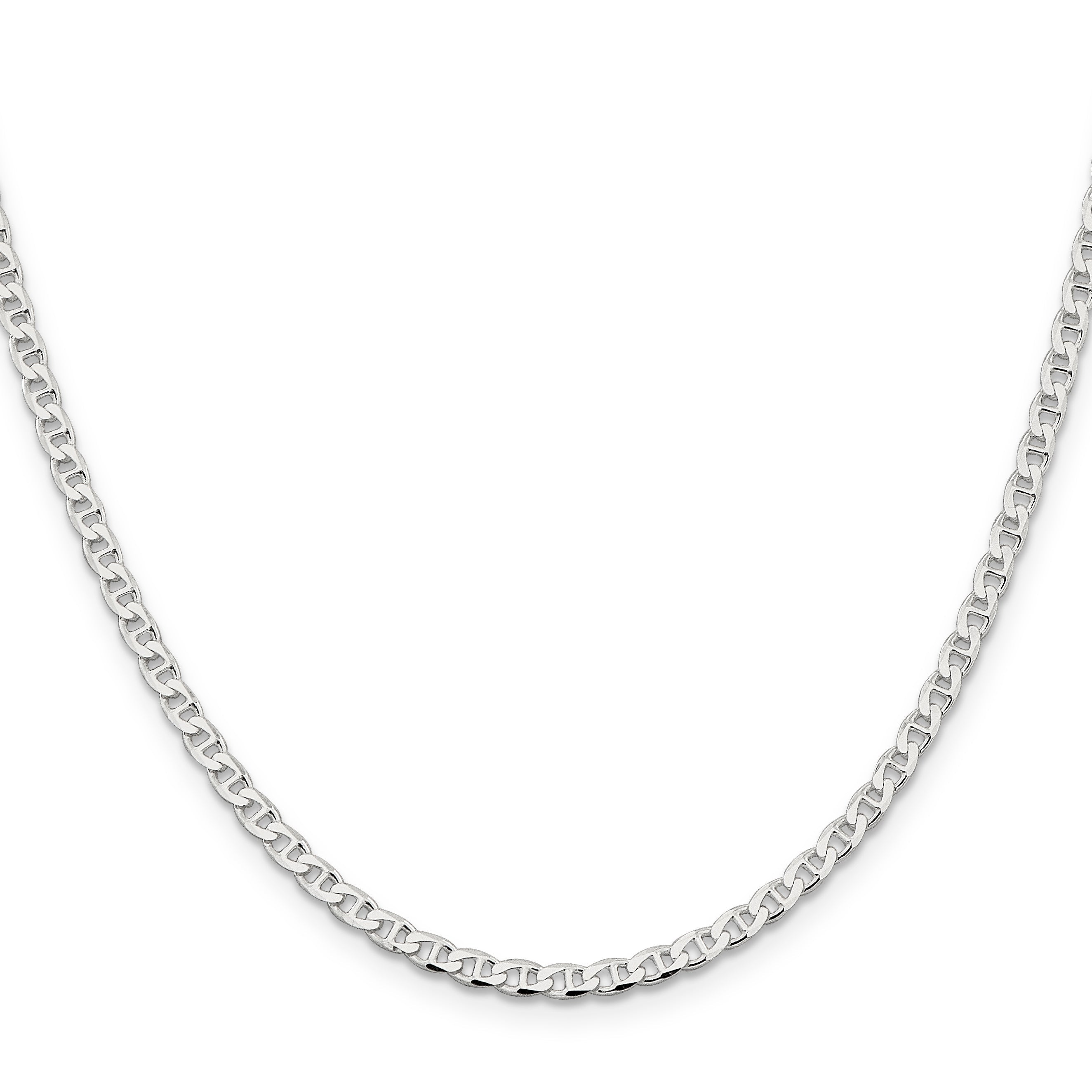 18 Inch Sterling Silver 3.15mm D/C Flat Anchor Curb Chain Necklace