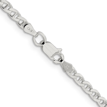 22 Inch Sterling Silver 3.15mm D/C Flat Anchor Curb Chain Necklace