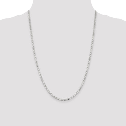 24 Inch Sterling Silver 3.15mm D/C Flat Anchor Curb Chain Necklace