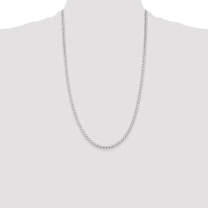 26 Inch Sterling Silver 3.15mm D/C Flat Anchor Curb Chain Necklace